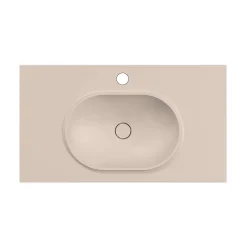 Poalgi Plan vasque lavabo résine Wraitom 80x46 cm blanc perle série Bül* Plan Simple Vasque