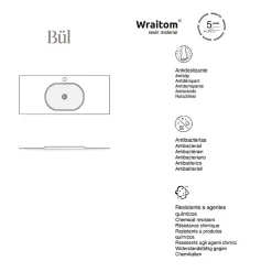 Poalgi Plan vasque lavabo résine Wraitom 80x46 cm blanc perle série Bül* Plan Simple Vasque