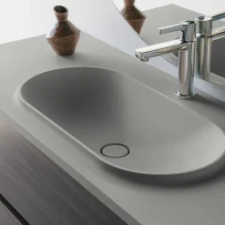Poalgi Plan vasque lavabo résine Wraitom 80x46 cm gris humo série Bül* Plan Simple Vasque