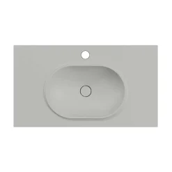 Poalgi Plan vasque lavabo résine Wraitom 80x46 cm gris humo série Bül* Plan Simple Vasque
