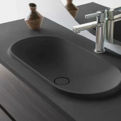 Poalgi Plan vasque lavabo résine Wraitom 80x46 cm noir antracita série Bül* Plan Simple Vasque