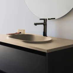 Poalgi Plan vasque lavabo résine Wraitom 80x46 cm beige albero série Bül* Plan Simple Vasque
