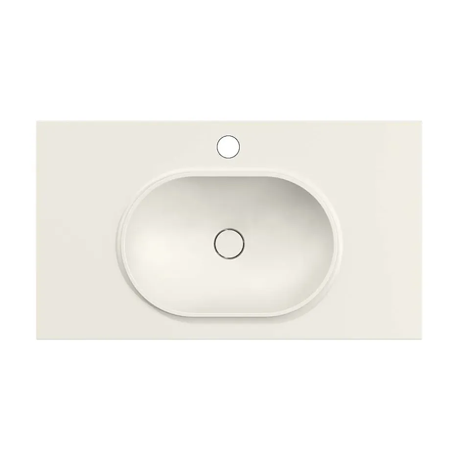 Poalgi Plan vasque lavabo résine Wraitom 120x46 cm blanc marfil série Bül