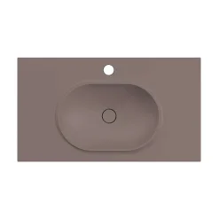 Poalgi Plan vasque lavabo résine Wraitom 80x46 cm marron tundra série Bül