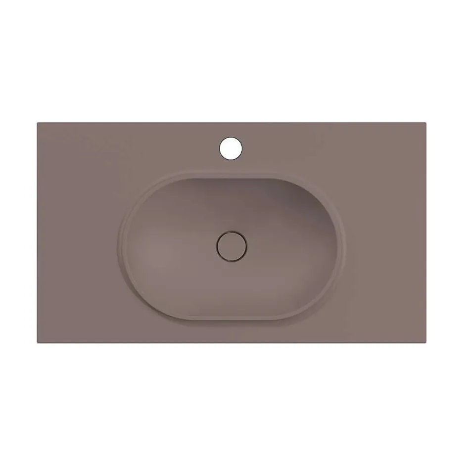 Poalgi Plan vasque lavabo résine Wraitom 80x46 cm marron tundra série Bül