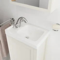 GoodHome Plan vasque lave-mains blanc Lana L. 44,7 x H. 14,2 x P. 30,7 cm