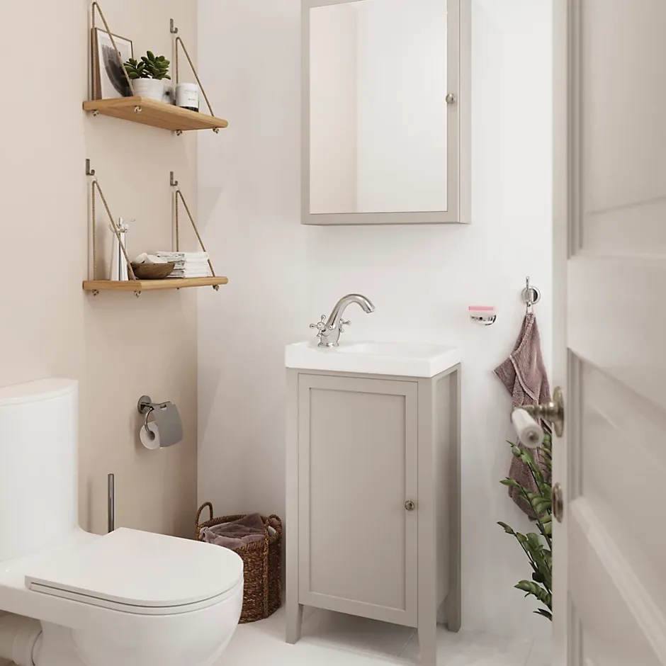GoodHome Plan vasque lave-mains blanc Lana L. 44,7 x H. 14,2 x P. 30,7 cm