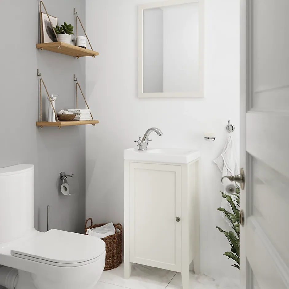 GoodHome Plan vasque lave-mains blanc Lana L. 44,7 x H. 14,2 x P. 30,7 cm