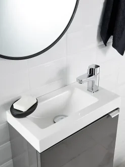 GoodHome Plan vasque lave-mains blanc en résine, Beni* Plan Vasque Lave-Mains