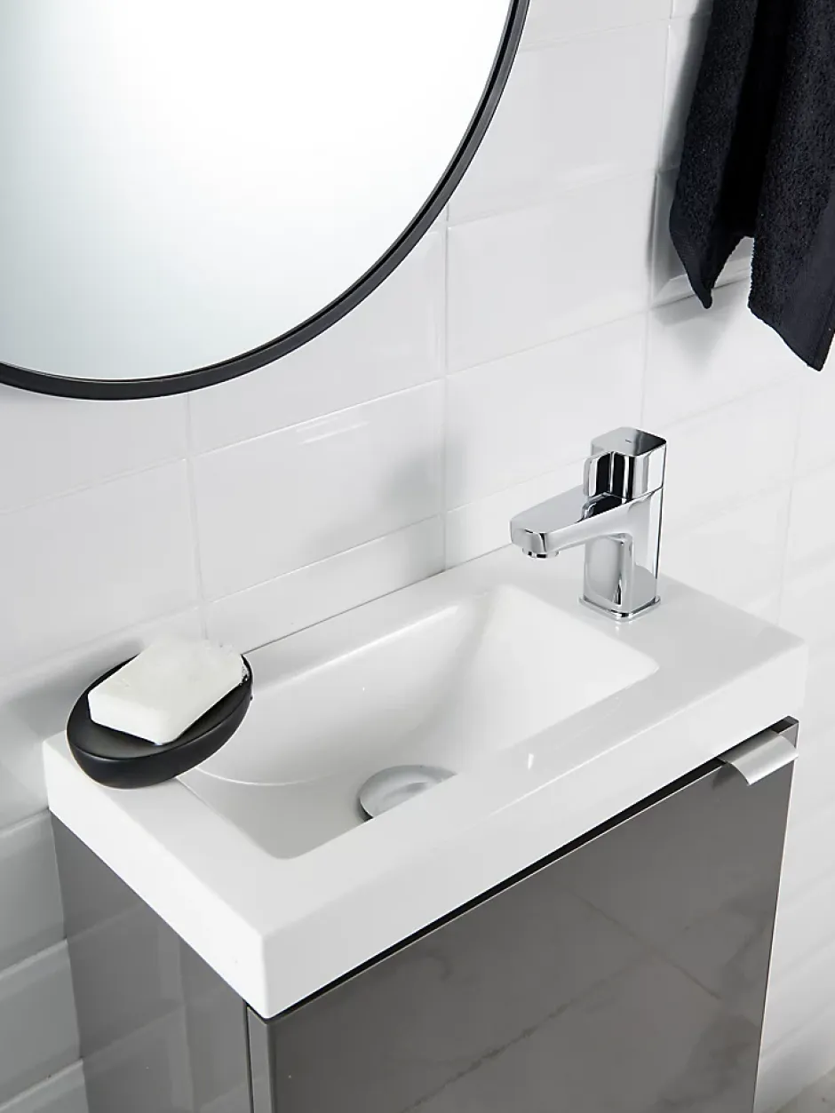 GoodHome Plan vasque lave-mains blanc en résine, Beni* Plan Vasque Lave-Mains