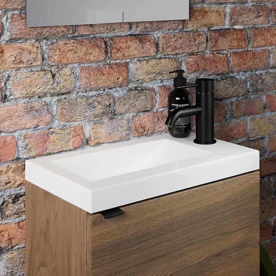 GoodHome Plan vasque lave-mains blanc en résine, Beni* Plan Vasque Lave-Mains