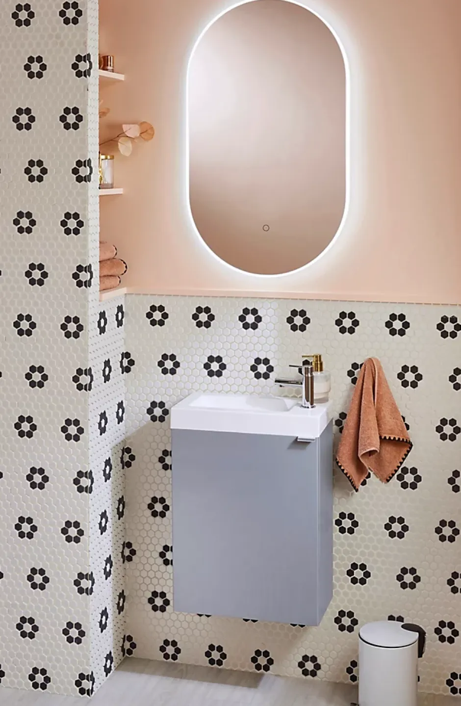 GoodHome Plan vasque lave-mains blanc en résine, Beni* Plan Vasque Lave-Mains
