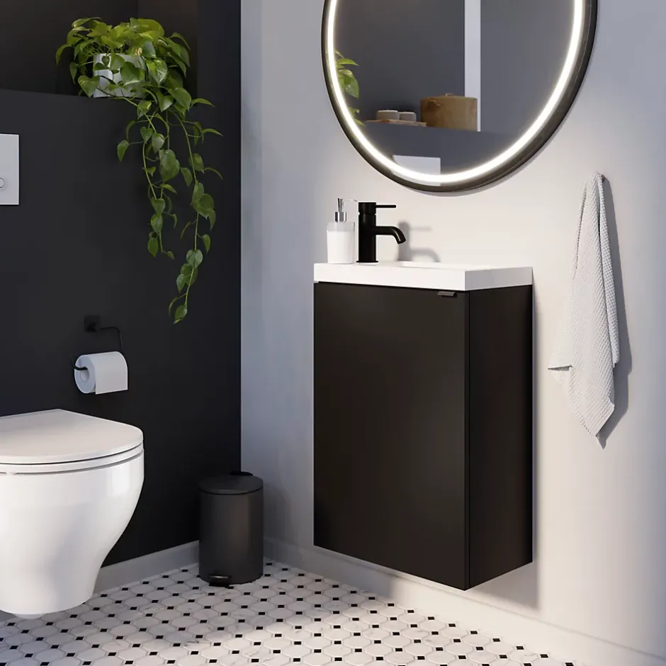 GoodHome Plan vasque lave-mains blanc en résine, Beni* Plan Vasque Lave-Mains