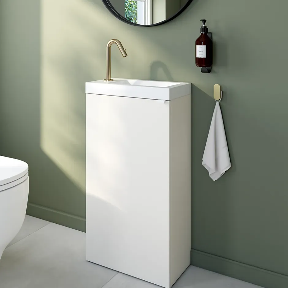 GoodHome Plan vasque lave-mains blanc en résine, Beni* Plan Vasque Lave-Mains