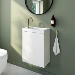 GoodHome Plan vasque lave-mains blanc en résine, Beni* Plan Vasque Lave-Mains