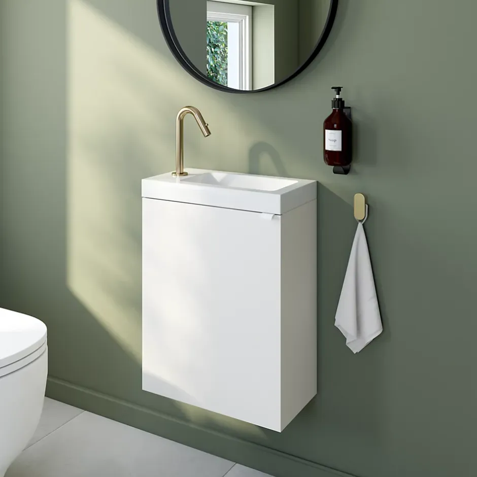 GoodHome Plan vasque lave-mains blanc en résine, Beni* Plan Vasque Lave-Mains