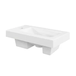 GoodHome Plan vasque lave-mains en céramique blanche l.44,4 x H.13 x P.23,5 cm Nira* Plan Vasque Lave-Mains