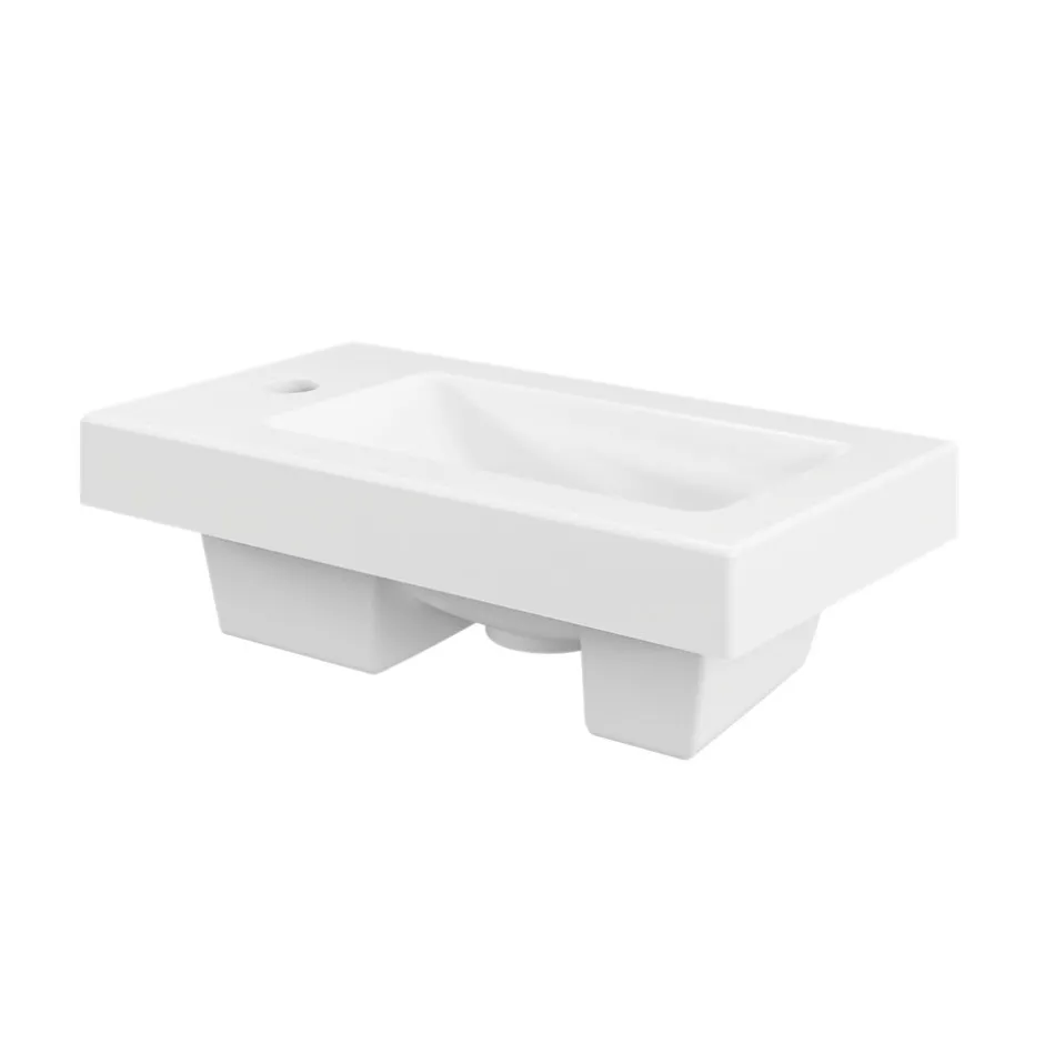 GoodHome Plan vasque lave-mains en céramique blanche l.44,4 x H.13 x P.23,5 cm Nira* Plan Vasque Lave-Mains