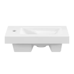 GoodHome Plan vasque lave-mains en céramique blanche l.44,4 x H.13 x P.23,5 cm Nira* Plan Vasque Lave-Mains