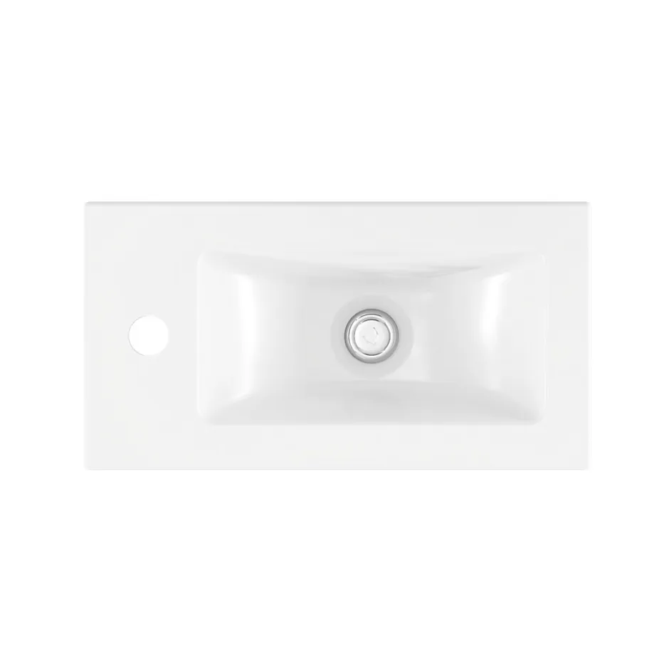 GoodHome Plan vasque lave-mains en céramique blanche l.44,4 x H.13 x P.23,5 cm Nira* Plan Vasque Lave-Mains