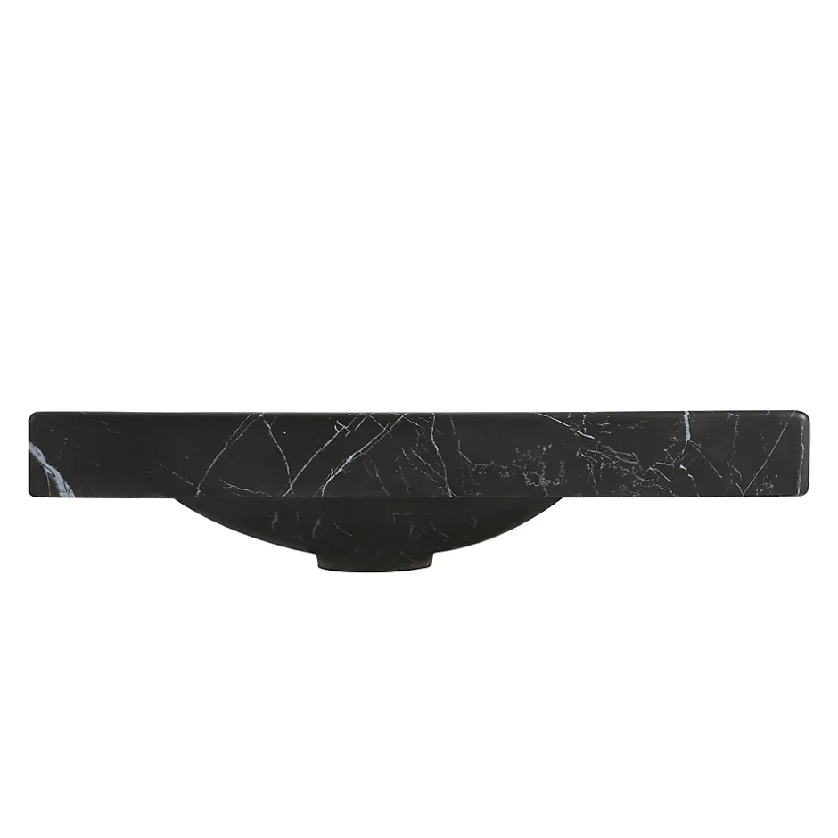 Homesight Plan vasque lave-mains en céramique l.44,2 x H.5 x P.23,2 cm, effet marbre noir,* Plan Vasque Lave-Mains