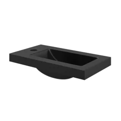 GoodHome Plan vasque lave-mains en résine noire l.44,2 x H.9,9 x P.23,2 cm Beni* Plan Vasque Lave-Mains