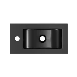 GoodHome Plan vasque lave-mains en résine noire l.44,2 x H.9,9 x P.23,2 cm Beni* Plan Vasque Lave-Mains