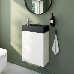 GoodHome Plan vasque lave-mains en résine noire l.44,2 x H.9,9 x P.23,2 cm Beni* Plan Vasque Lave-Mains