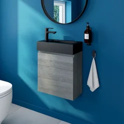 GoodHome Plan vasque lave-mains en résine noire l.44,2 x H.9,9 x P.23,2 cm Beni* Plan Vasque Lave-Mains