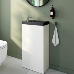 GoodHome Plan vasque lave-mains en résine noire l.44,2 x H.9,9 x P.23,2 cm Beni* Plan Vasque Lave-Mains