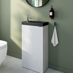 GoodHome Plan vasque lave-mains en résine noire l.44,2 x H.9,9 x P.23,2 cm Beni* Plan Vasque Lave-Mains