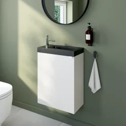 GoodHome Plan vasque lave-mains en résine noire l.44,2 x H.9,9 x P.23,2 cm Beni* Plan Vasque Lave-Mains