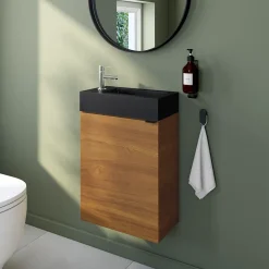 GoodHome Plan vasque lave-mains en résine noire l.44,2 x H.9,9 x P.23,2 cm Beni* Plan Vasque Lave-Mains