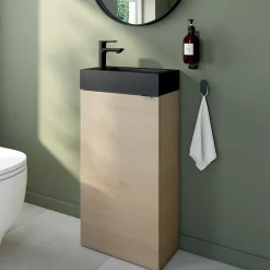 GoodHome Plan vasque lave-mains en résine noire l.44,2 x H.9,9 x P.23,2 cm Beni* Plan Vasque Lave-Mains