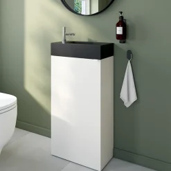 GoodHome Plan vasque lave-mains en résine noire l.44,2 x H.9,9 x P.23,2 cm Beni* Plan Vasque Lave-Mains