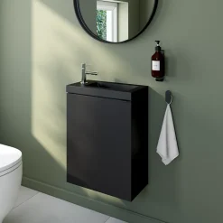 GoodHome Plan vasque lave-mains en résine noire l.44,2 x H.9,9 x P.23,2 cm Beni* Plan Vasque Lave-Mains