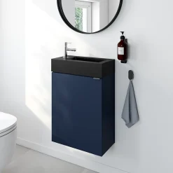 GoodHome Plan vasque lave-mains en résine noire l.44,2 x H.9,9 x P.23,2 cm Beni* Plan Vasque Lave-Mains