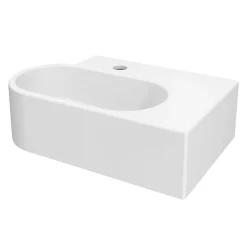 GoodHome Plan vasque lave-mains en céramique, l.47,5 x H.13,3 x P.29,5 cm, blanc, Levanna* Plan Vasque Lave-Mains