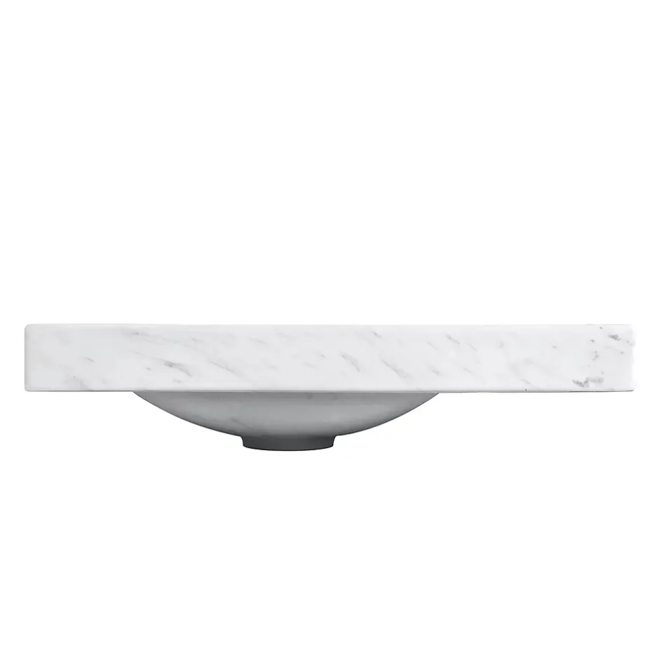 Homesight Plan vasque lave-mains en céramique l.44,2 x H.5 x P.23,2 cm, effet marbre blanc,