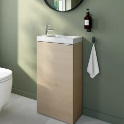 Homesight Plan vasque lave-mains en céramique l.44,2 x H.5 x P.23,2 cm, effet marbre blanc,