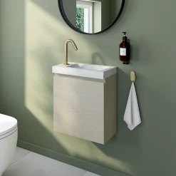 Homesight Plan vasque lave-mains en céramique l.44,2 x H.5 x P.23,2 cm, effet marbre blanc,