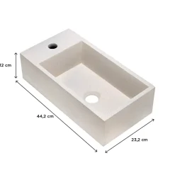 Homesight Plan vasque lave-mains l.44,2 x H.12 x P.23,2 cm, béton moucheté,
