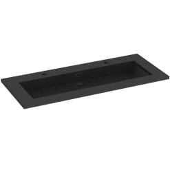 Plan vasque noir en résine l.120 cm, Calao* Plan Double Vasque
