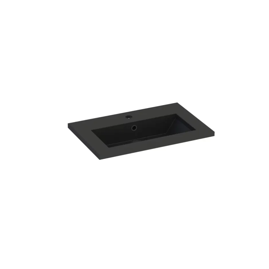 Plan vasque noir en résine faible profondeur l.60 cm, Calao