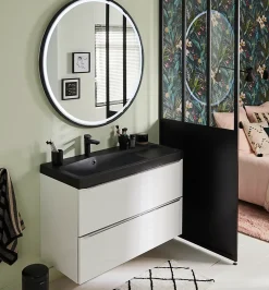 GoodHome Plan vasque noir en résine l.100 cm Mila