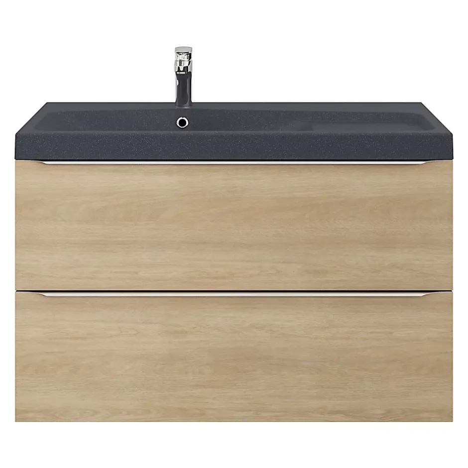 GoodHome Plan vasque noir en résine l.100 cm Mila