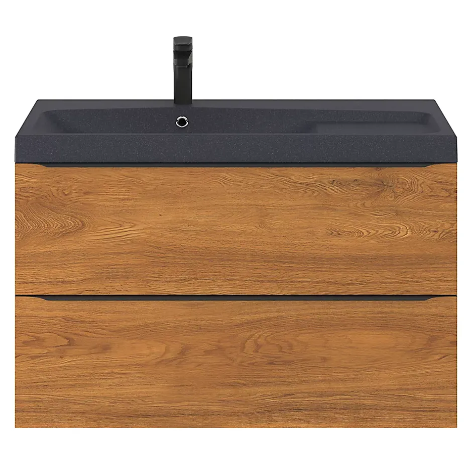 GoodHome Plan vasque noir en résine l.100 cm Mila