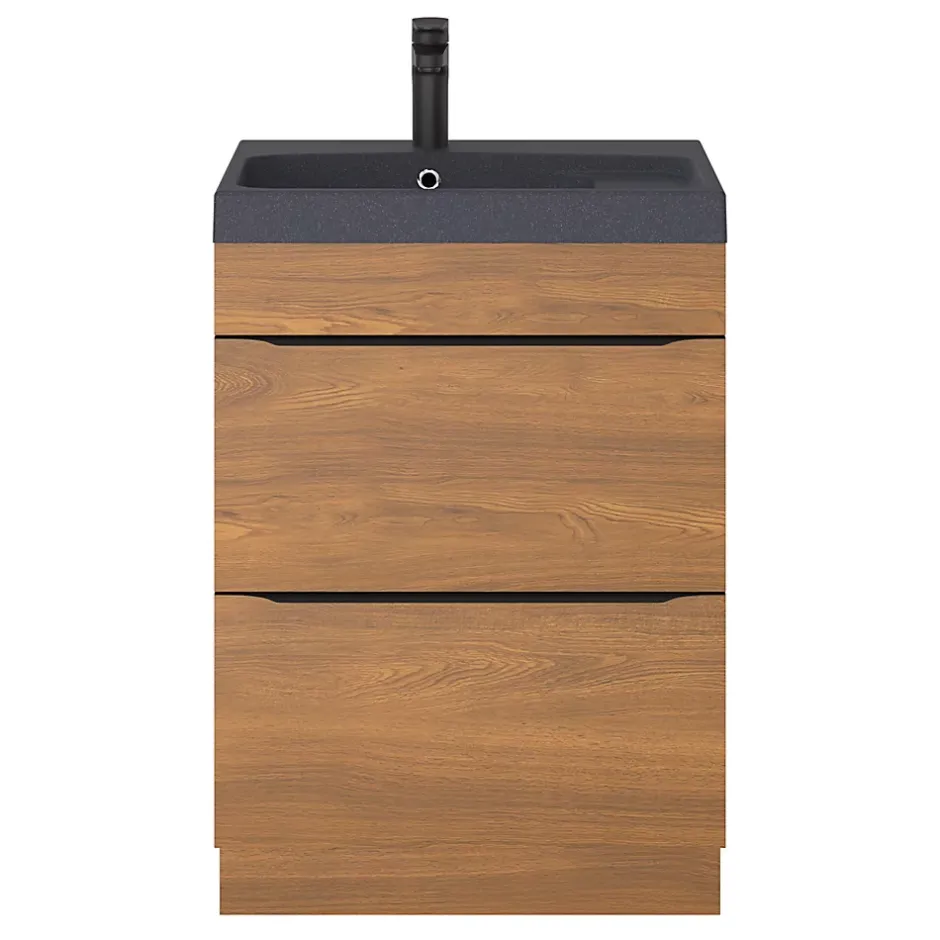 GoodHome Plan vasque noir en résine l.60 cm Mila