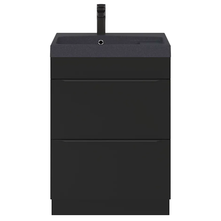 GoodHome Plan vasque noir en résine l.60 cm Mila