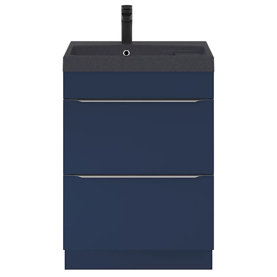GoodHome Plan vasque noir en résine l.60 cm Mila